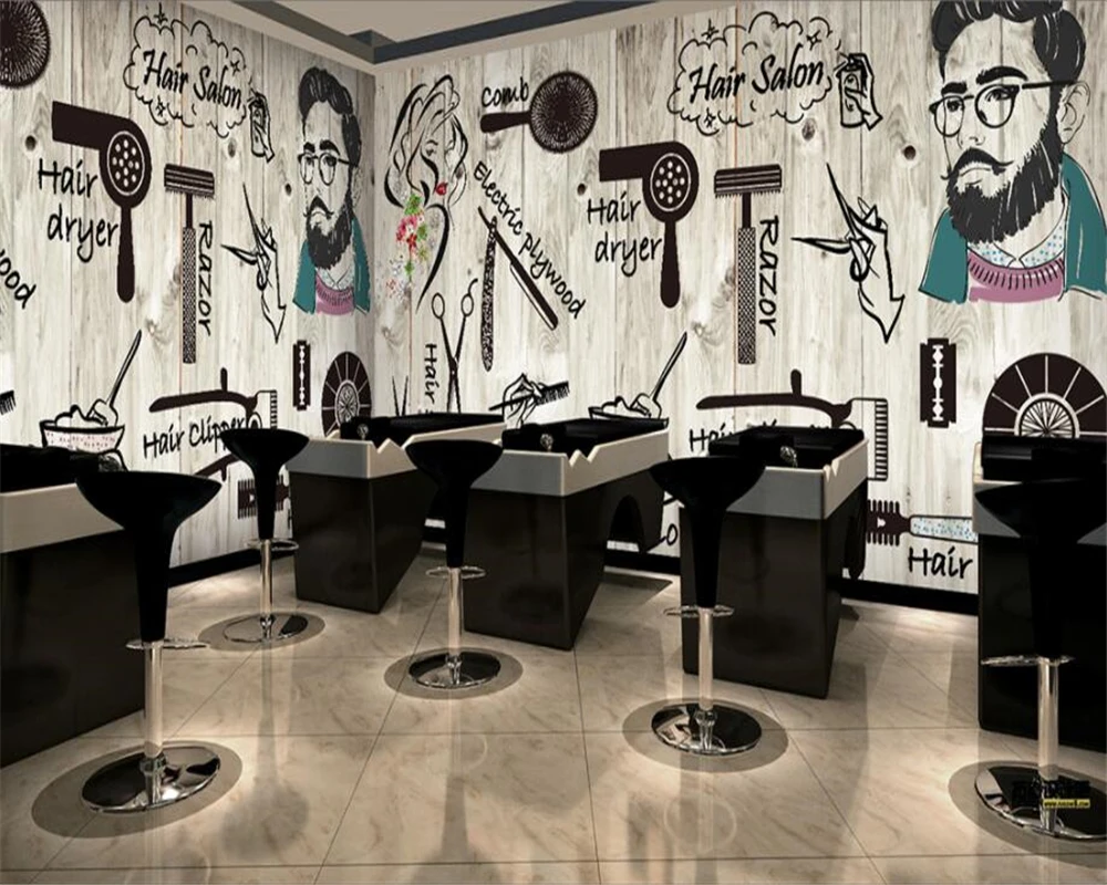 Beibehand-papel de Parede Personalizado Estilo Nórdico Vento Cabeleireiro Salão de Beleza Nail Shop Papel de Parede Sala de Estar Quarto Mural