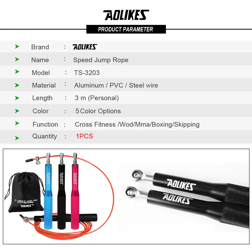 AOLIKES Скакалка для кроссфита, Регулируемая Скакалка для прыжков, тренировочная алюминиевая Скакалка для прыжков, Скакалка для фитнеса, скоростная Скакалка для прыжков, боксерская ММА
