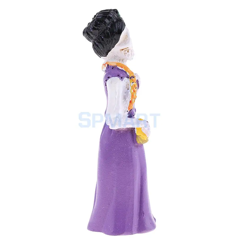 Purple Resin Woman Human Skull Model Miniature Statue for House Garden Yard Office Decoration Sand Table Game Parts