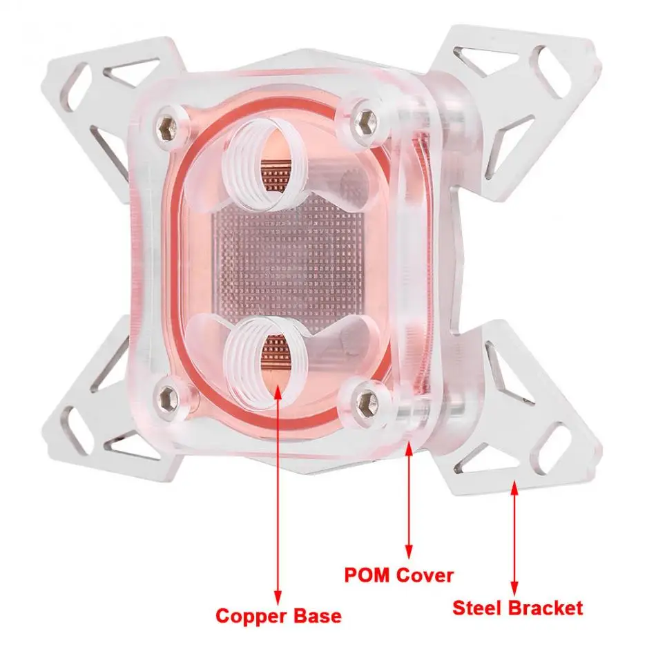 Компьютер процессор кулер для воды блок охлаждения красная медь база POM крышка w/водный для AMD AM4