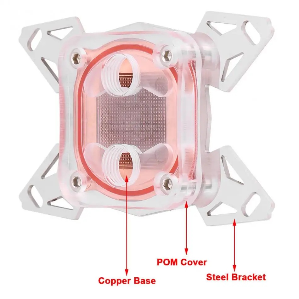 Conputer CPU кулер блок водяного охлаждения медная основа POM Крышка для Intel LGA 1155 AMD AM4