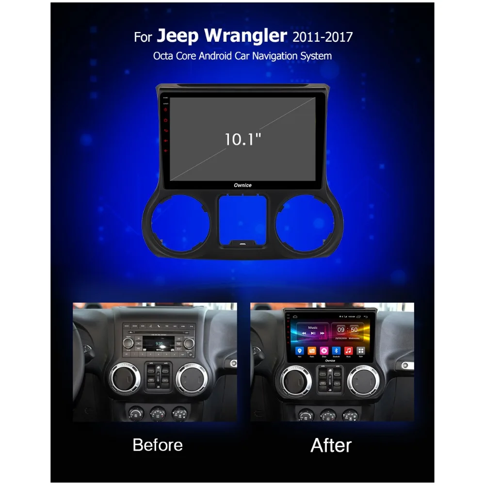 Perfect 10.1" IPS 8Core Android 8.1 4GB RAM+32GB ROM Car DVD Radio GPS for Jeep Wrangler 2011 2012 2013 2014 2015 2016 2017 DSP CarPlay 1