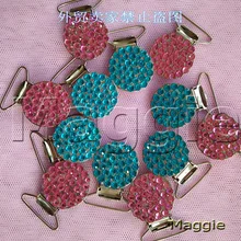 Free Shipping handmade 12Pcs Bling Bling rhinestone pacifier Duckbill clips Dummy 0holder Teethers clothes baby soother