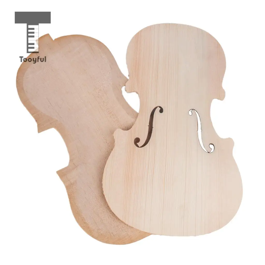 Tooyful 1 Set Unfinished Violins Fiddle Spruce Panel Plate+ Maple Backplate DIY Luthier Tools