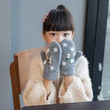 Осенние и зимние новые перчатки на Рождество Лось снежинка снеговик украшения вязаные перчатки теплые варежки детские перчатки GCG61