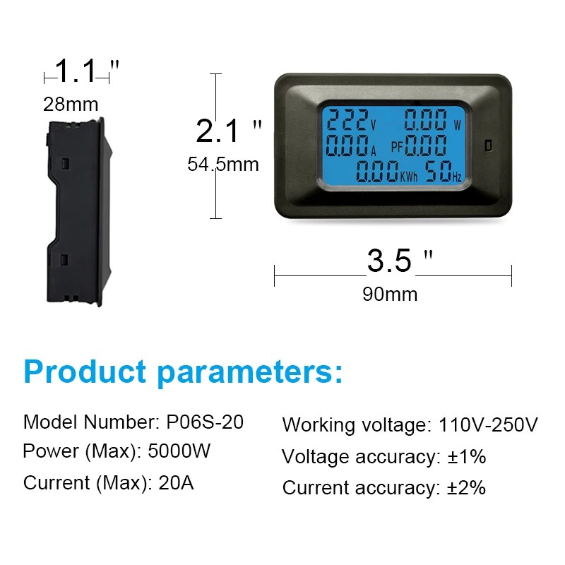 AC22KW 110~ 250V 100A цифровой Напряжение мощность энергии Вольтметр Амперметр метр Индикатор тока Ампер Вольт ваттметр тестер детектор