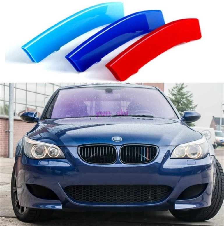 For 2004-2010 BMW 5 Series 525i .etc Car Front Grille Trim Sport Strips Covers Motorsport Power Performance Car Stickers Styling