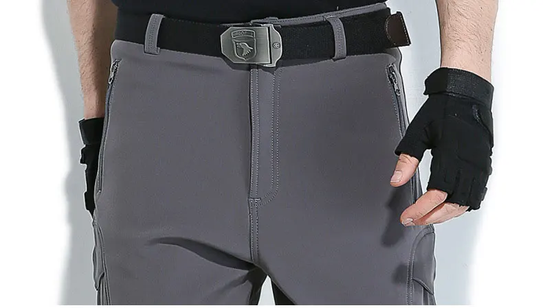 Для мужчин зимние повседневные штаны для девочек камуфляж кожи Softshell брюки в стиле милитари тактический Камуфляжный Jogger мужской