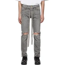 FG 6TH коллекция стильные мужские рваные джинсы с веревкой уличная хип-хоп мужские узкие, джинсовые джоггеры брюки riri на молнии