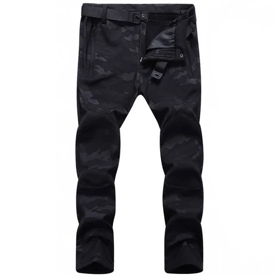 black S-5XL, мужские зимние камуфляжные штаны, мужские уличные флисовые софтшелл брюки, водонепроницаемые лыжные треккинговые походные брюки для мужчин AM365 - Цвет: black
