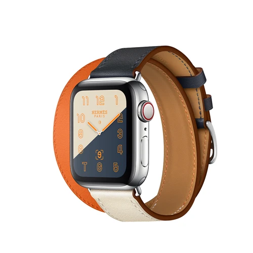 Ремешок для apple watch Band 44 мм 40 мм correa iwatch 42 мм 38 мм 5 4 3 2 кожаный двойной тур Браслет apple watch 5 4 аксессуары - Цвет ремешка: Indigo Craie Orange