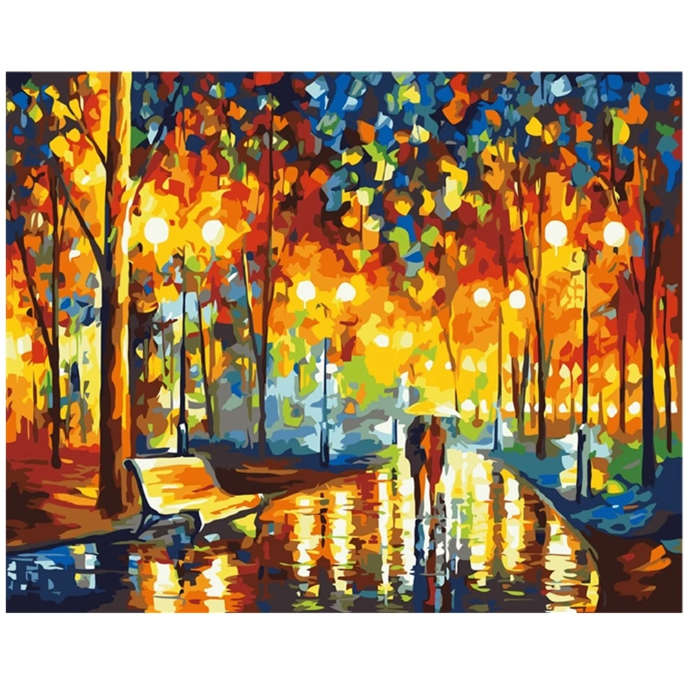 

AZQSD 40x50cm DIY Digital Oil Painting Colorful Night Street Pictures Painting By Numbers Home Decor Canvas Painting szyh066