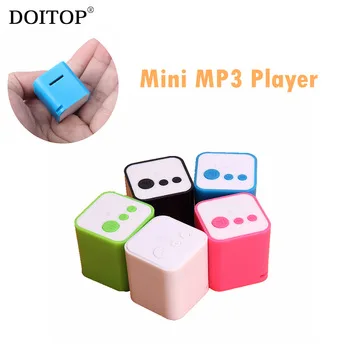 DOITOP Portable Mini MP3 Player Sport Small Cubed MP3 Walkman Stereo Music Players Extroverted Speaker Support Micro TF/SD Card
