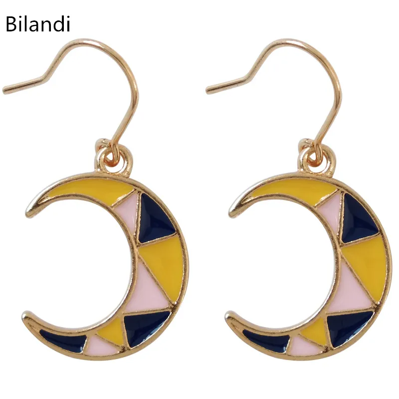 

Moon creative color matching accessories Japan Korea personality Earrings women jewelry wholesale