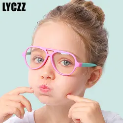 LYCZZ Детские анти-синие легкие очки мягкие силиконовые детские ретро очки прозрачные, оправа для девочек мальчиков оптические очки Amblyopia