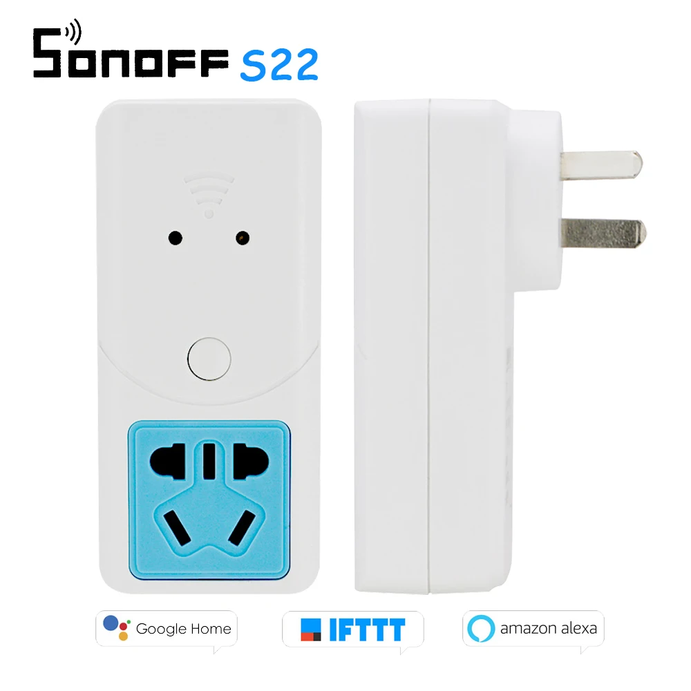 

Sonoff S22 Smart Wifi Power Socket AU CN Plug Wireless Outlet Socket Support Temperature Humidity Monitor Sensor for Alexa