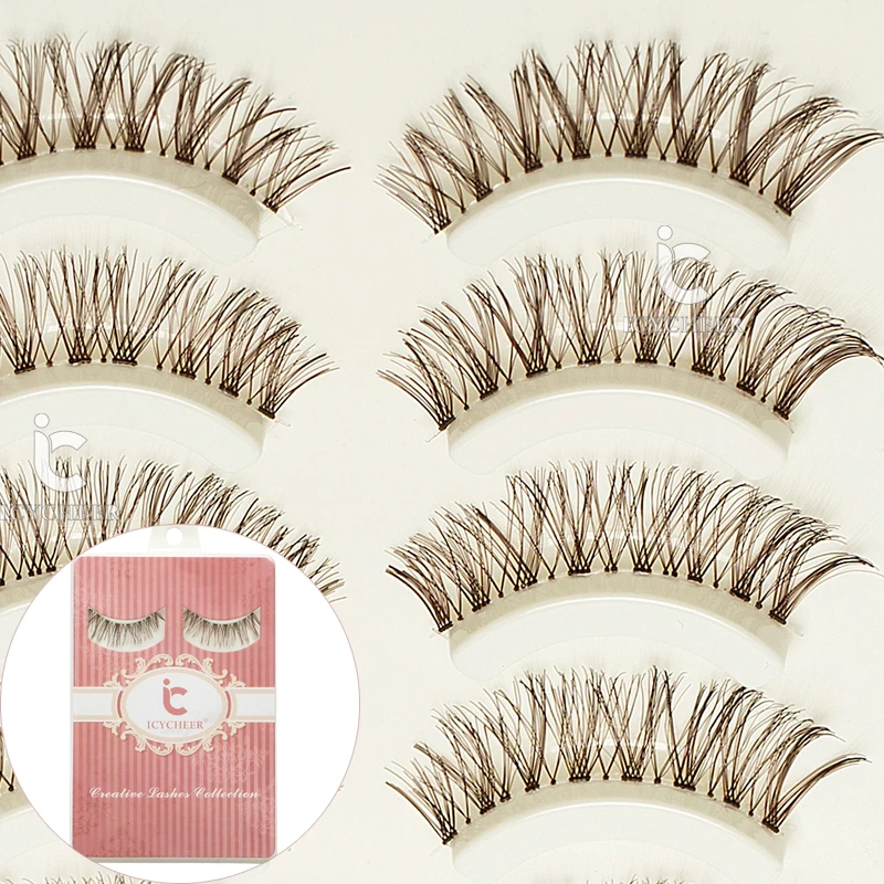 

ICYCHEER Makeup Brown Eye Lashes Set Make Up Natural Handmade 5Pairs Eyelashes Extension Fake Eyelash Messy Long Cross Cosmetics