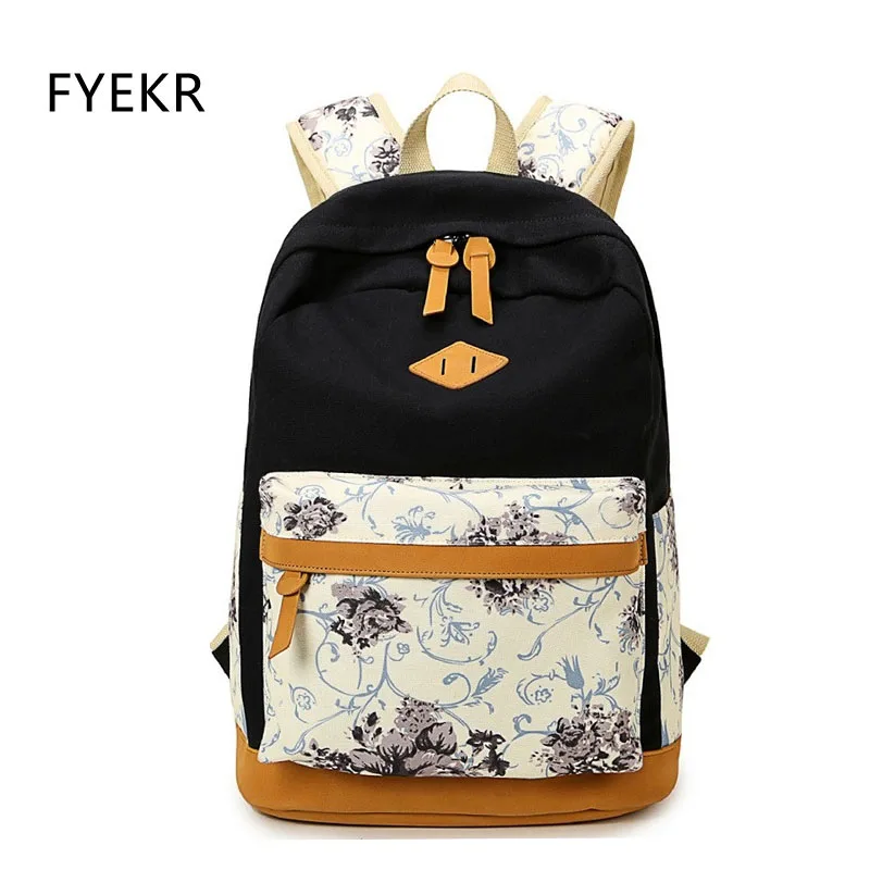 

Chinese Style School Bag For Teenage Girls Fashion Canvas Backpack Women Floral Printing Backpacks Laptop Student Bookbag Bags