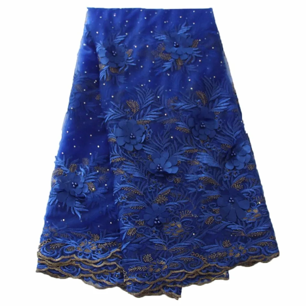 

Ourwin Fashion African Lace Fabric High Quality African 3D Lace Fabric With Beads Stones For Wedding French Lace Fabric