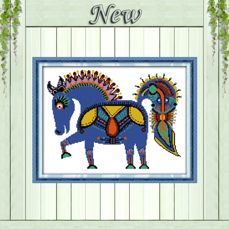 The happy horse decor picture counted print on canvas DMC 14CT 11CT NKF Cross Stitch diy chinese Embroidery kits Needlework Sets | Дом и сад