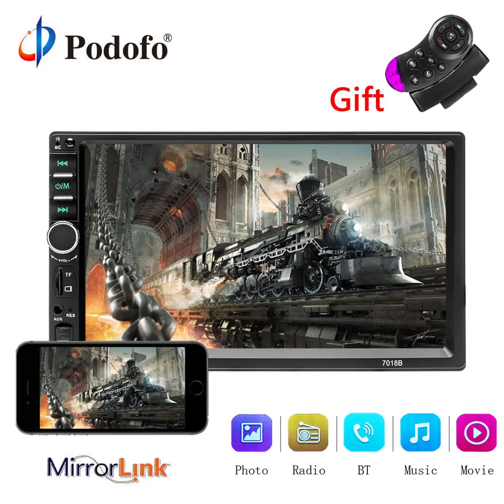 

Podofo Car Stereo Bluetooth Radio car audio 7'' 2din Touch Screen autoradio Handsfree Rear View Camera steering wheel control FM