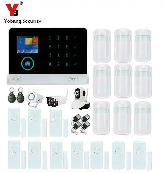 

YobangSecurity Android IOS APP Outdoor IP Camera Smoke Fire Detector Sensor GPRS GSM WIFI RFID Home Alarm Security System