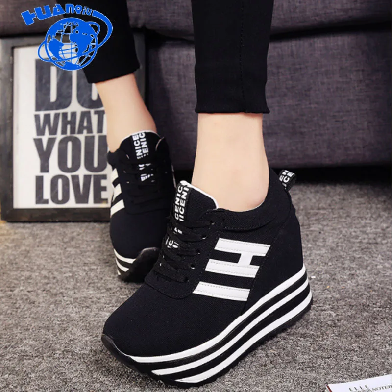 HUANQIU/2018 женская повседневная обувь на платформе высоком каблуке женские
