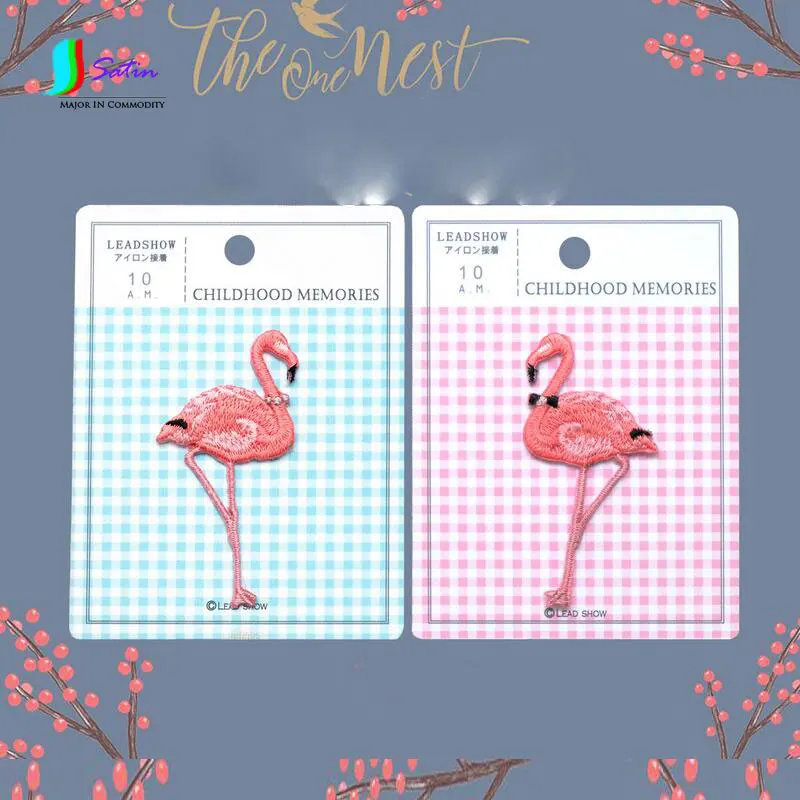 Couples Size 2 Japanese Embroidery Flamingo Patch Cloth Stickers Accounting Fashion 6*3CM And 8*4.2cm S180P | Дом и сад