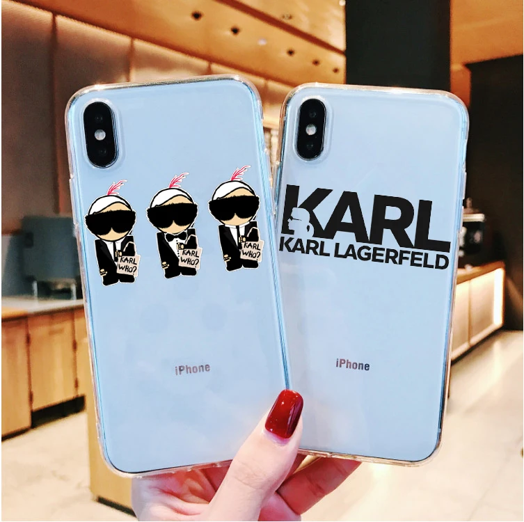 Karl Lagerfeld TPU Soft Clear Silicone Phone Case For Coque iPhone 7 7Plus 6 6s 8 8Plus 5s SE Cover For iphone X XS Max XR Cases