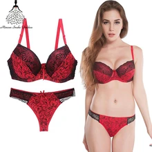 Плюс Размеры бюстгальтер нижнее белье и стринги для женщин бюстгальтер Push Up и трусики Установить Сексуальное белье большой чашки бюстгальтера бюстгальтер Краткие наборы бюстгалтербелье женскоекомплект нижнего бельял