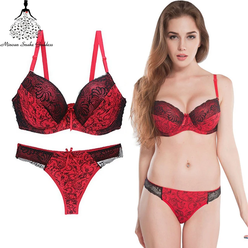 

Plus Size Bra Set Underwear And Thong For Woman Push Up Bra And Panty Set Sexy Lingerie Large Cup Brassiere Bra Brief Sets
