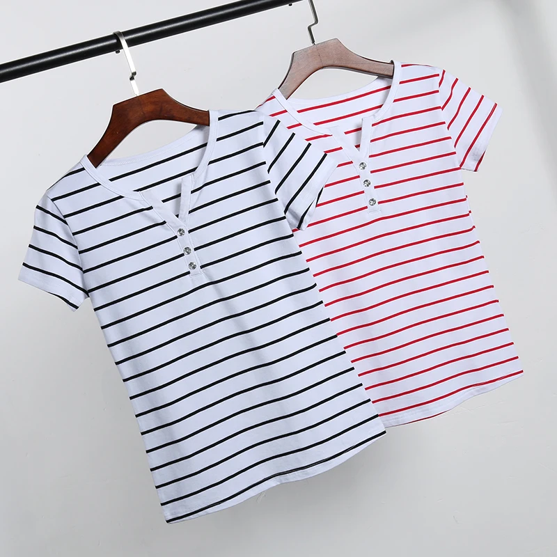 

New Summer Top Shirts Cotton Tee Shirt T Shirt Women V-neck Short Sleeve Casual t shirt Lady Top Tees Plus Size Camisetas Mujer