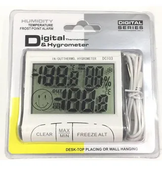 

Portable Indoor and Outdoor DC103 Thermometer with Clock Date and Probe