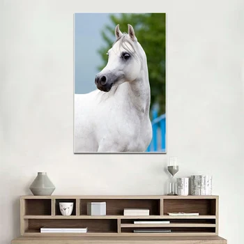 

Canvas Animal Painting White Horse Posters And Prints Wall Picture For Living Room Wall Art Decoration Pictures