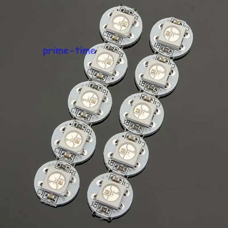 10 шт. 5 в WS2812B 5050 SMD RGB светодиодный чип Встроенный WS2811 IC адресуемый с мини печатной платой(10 мм* 3 мм) радиатор