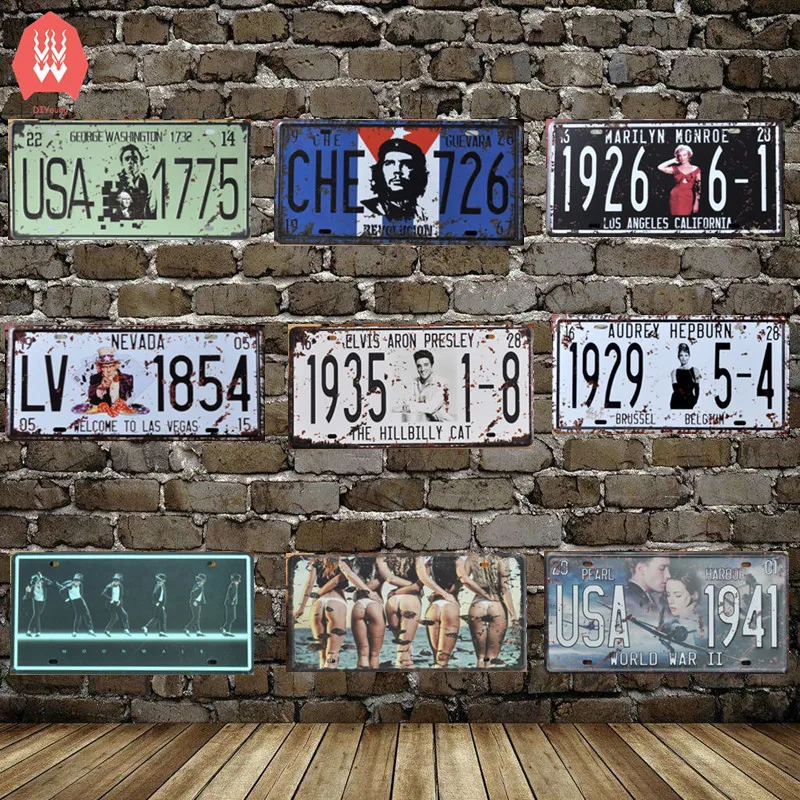 

Decorative License Plate Che Guevara & Elvis Presley & Audrey Hepburn & Marilyn Monroe Car License Plate Plaque Metal Tin Sign
