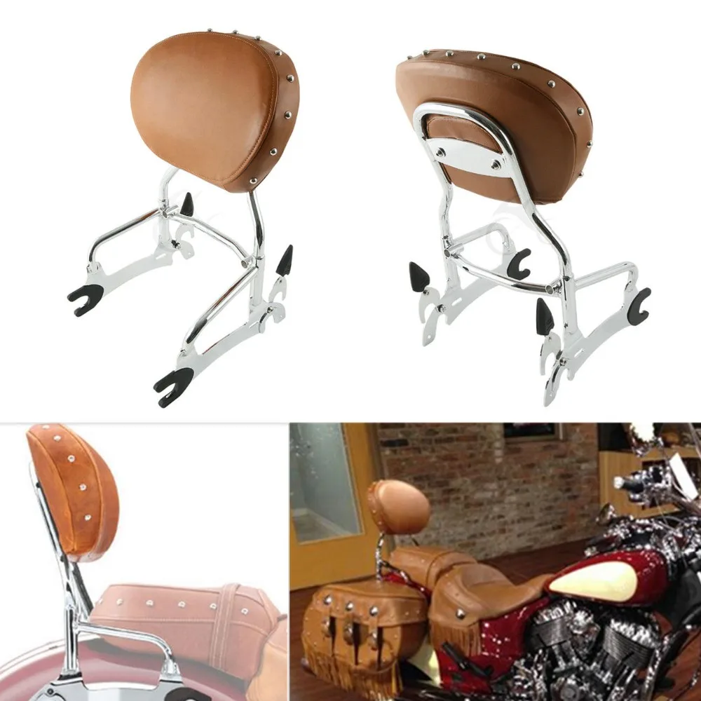 

Black/Chrome 12" Backrest Sissy Bar W/ Pad For Indian Chief Classic Vintage 2014-2018 15 16 Dark Horse 16-18
