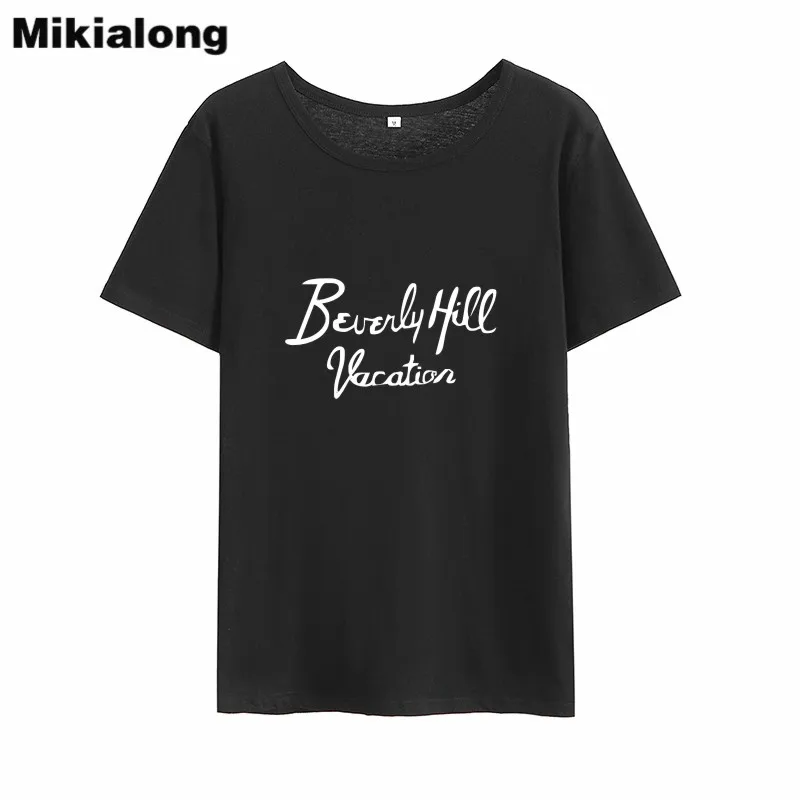 Забавные женские футболки Mikialong с рисунком Беверли хилла для отпуска модель 2018