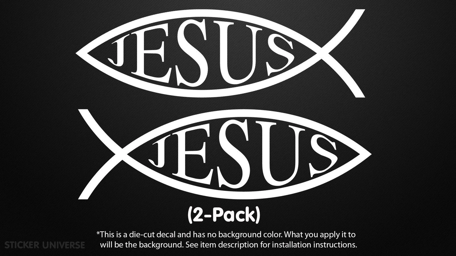 Car styling for (2 Pack) JESUS FISH Symbol Die Cut Vinyl
