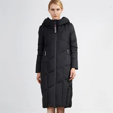 Длинный пуховик женский зимний пуховик длинный прямой пуховик daunenjacke damen утолщенный Серый/Черный пуховик