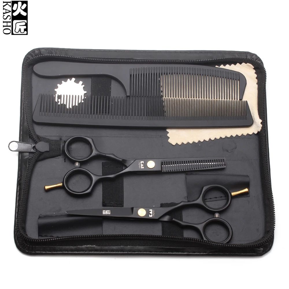 

Suit 5.5 inch Kasho Titanium Salon Barber Scissors Cutting Shears Thinning Scissors Professional Hair Scissors Combs Add case