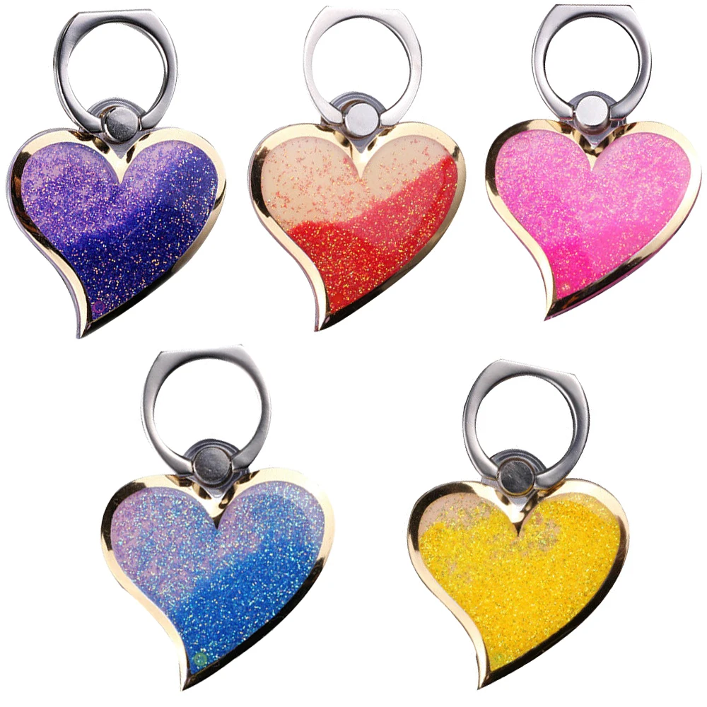 Bling Love Heart Ring Holder Glitter Quicksand For Phone Case Cover