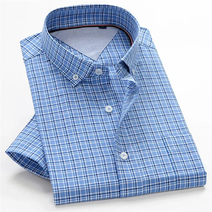 Новинка, летняя Стильная мужская рубашка большого размера 8XL 9XL 10XL, деловая Повседневная рубашка высокого качества из хлопка, клетчатая рубашка с коротким рукавом