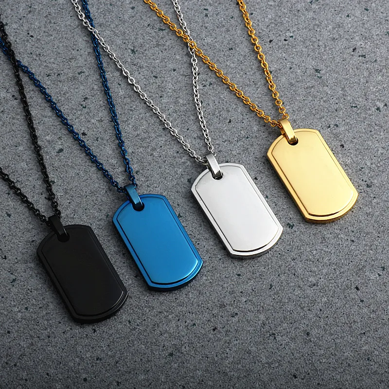 

Again Jewel Mens Military Army Style 316L Stainless Steel Dog Tags Chain Mens Pendant Necklace Jewelry Accessories