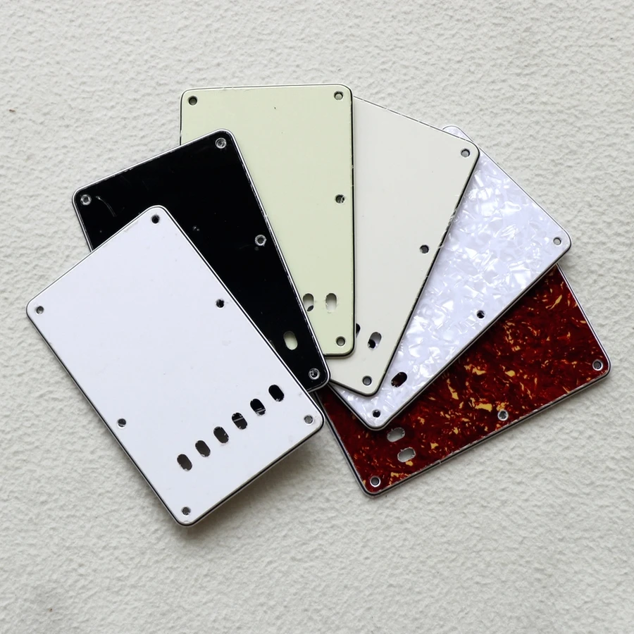 

3ply mint green ST guitar tremolo cover 6 holes vintage parchment guitar back plate with pearloid and red tortoise colors