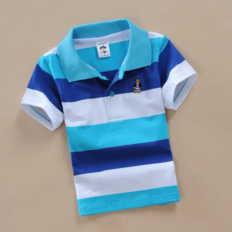 

School Polo Shirts 2018 Summer Children's Short Sleeve Boys Polo Shirt Striped Kids Boy Tops tees Cotton Girls Boys Polo Shirts