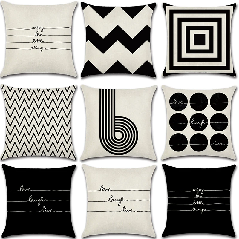 

Geometric 45*45 For Sofa Car Pillows Cotton Linen Home Decor Cushion Cover Simple Throw Pillowcase Home Decorative Accessories