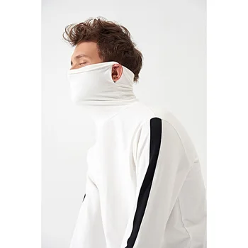 

Autumn winter men's Long Sleeve T-shirts turtleneck elastic render unlined upper garment stretch sweater man with mask golves