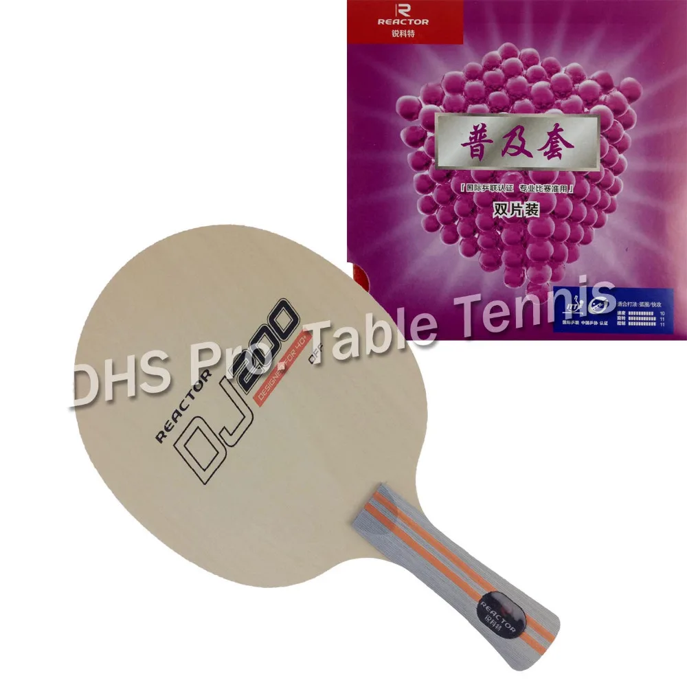 

Pro Table Tennis PingPong Combo Racket Reactor DJ200 with 2 Pcs Corbor Rubber Shakehand long handle FL