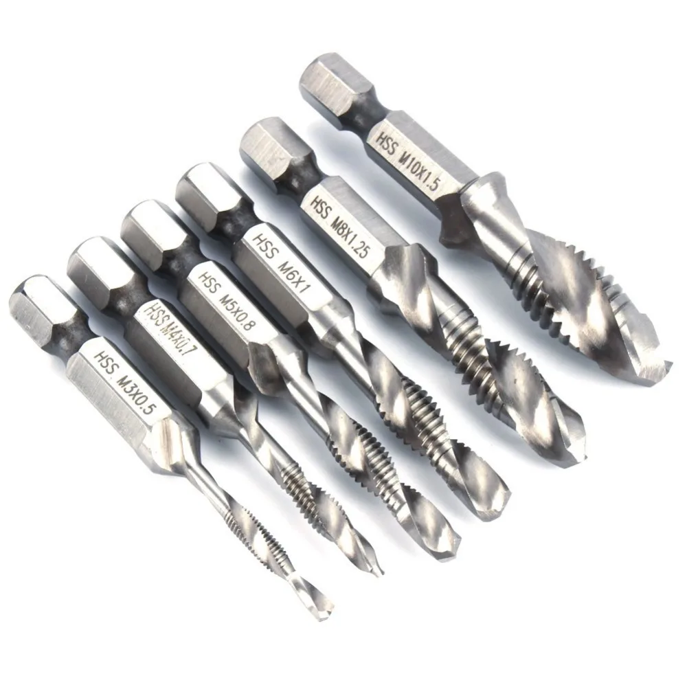 Hand Tap Drill Hex Shank HSS Screw Spiral Point Thread Metric Plug Drill Bits  M4 M3 M4 M5 M6 M8 M10 Hand Tools punte trapano